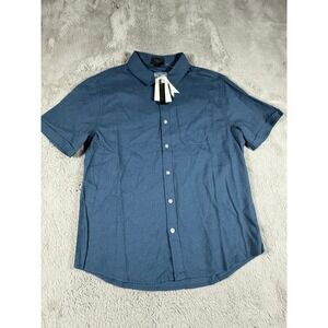 NWT Magaschoni Man Linen Blend‎ Button Up Luxury Casual Shirt Size S Beach